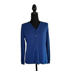 Susan Graver Women’s Blue Button Up Sweater Cardigan, Medium, Pre-owned